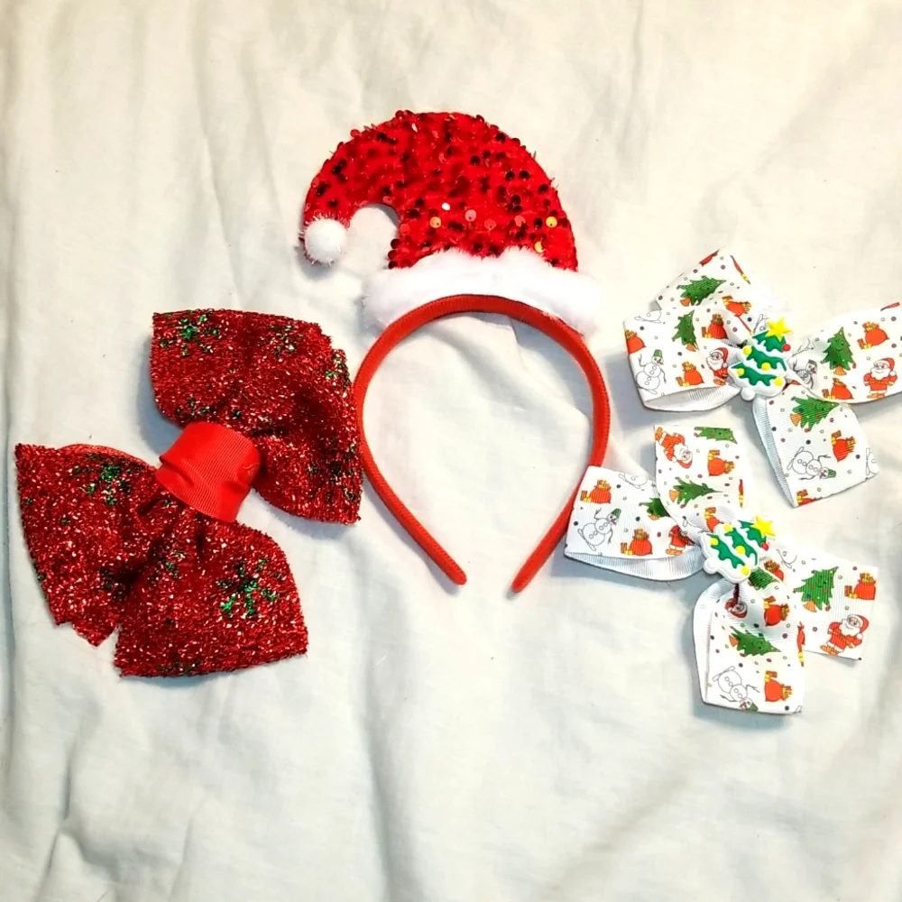 HOLIDAY GLAM BLING FASCINATOR AND BOWS LOT OF 4